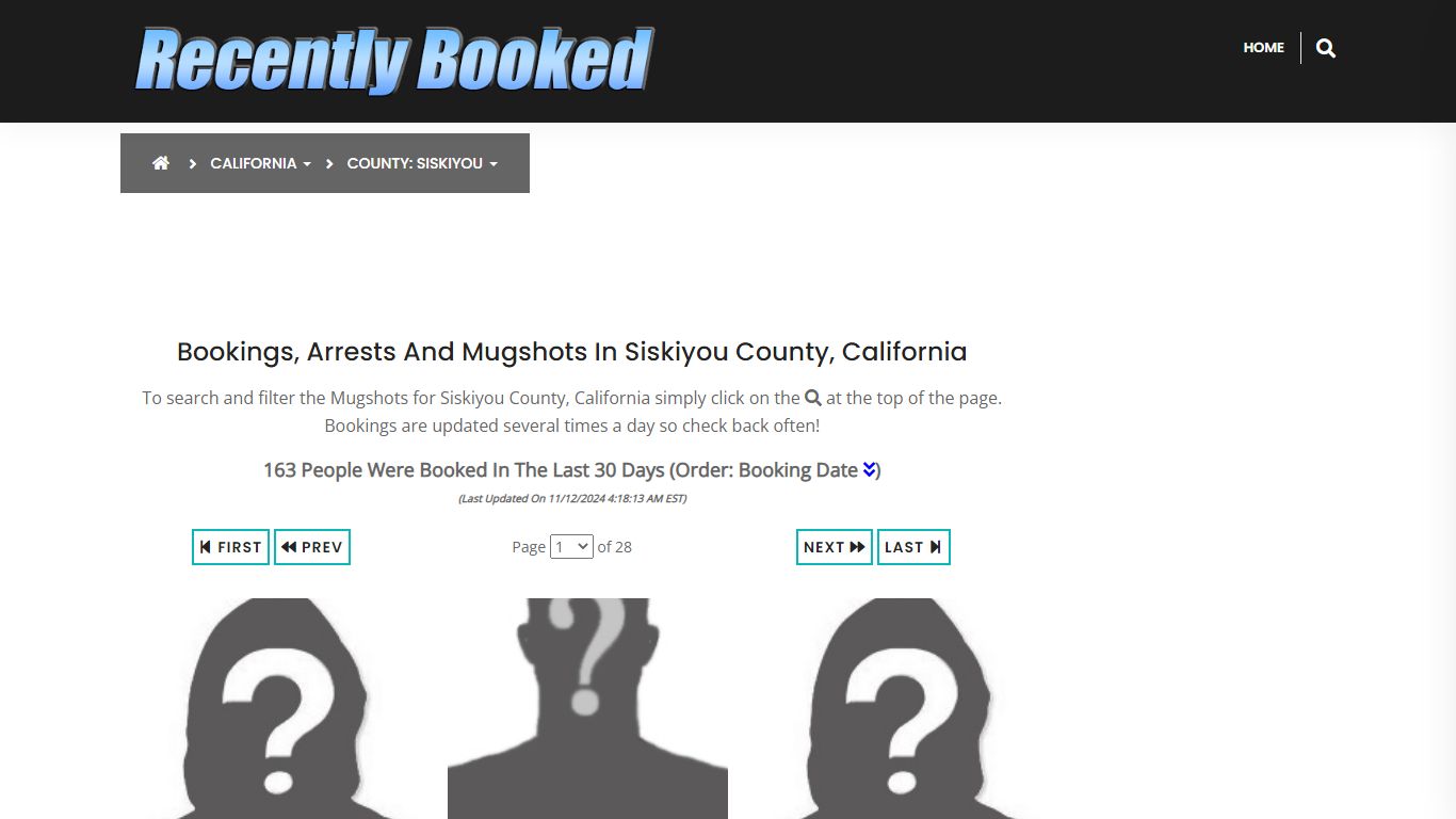 Bookings, Arrests and Mugshots in Siskiyou County, California