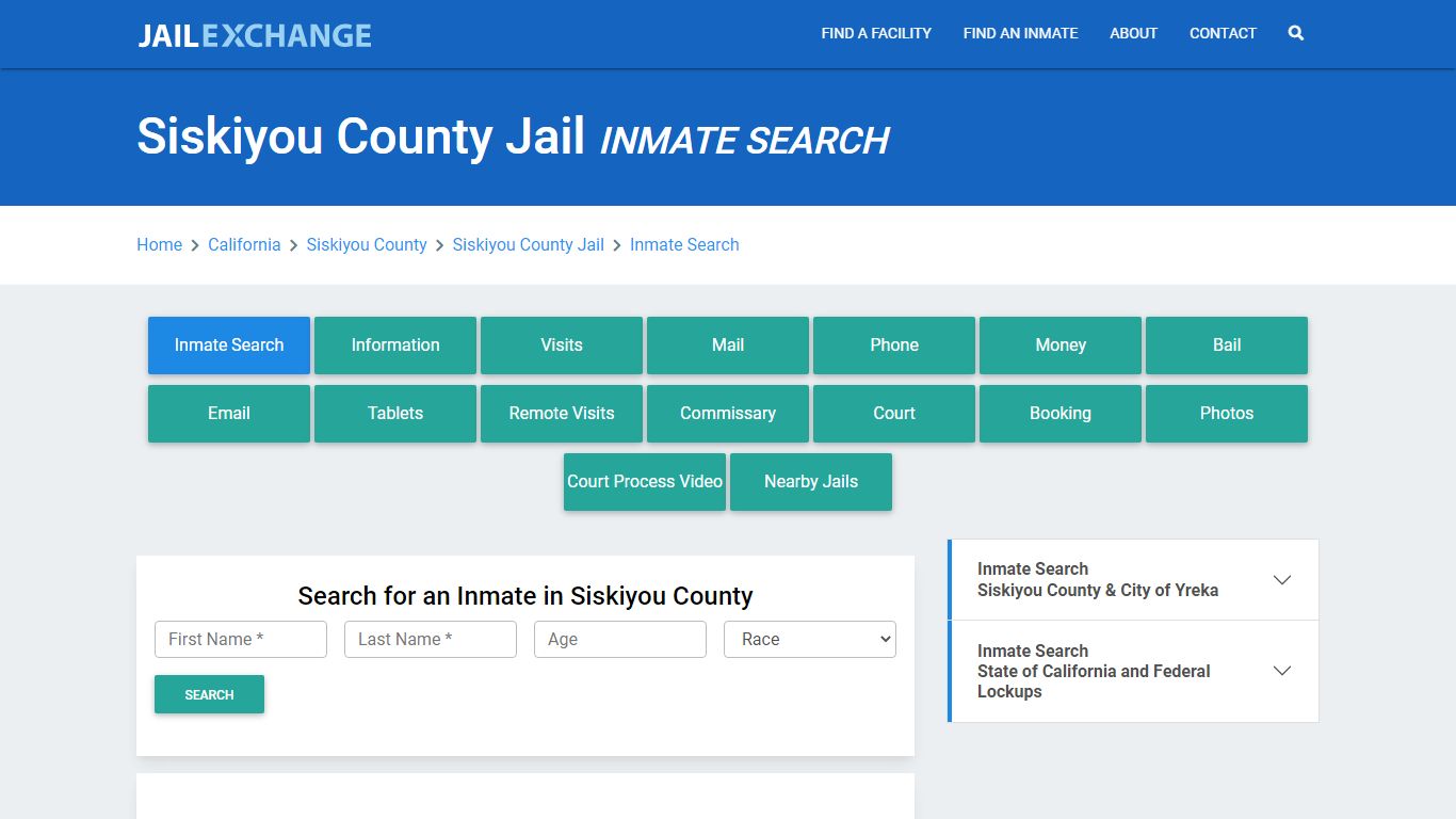 Siskiyou County Jail, CA Inmate Search: Roster & Mugshots